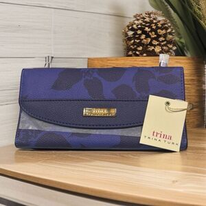 Trina Turk Tri-Fold Wallet NWT Purple Vegan Leather MSRP $78